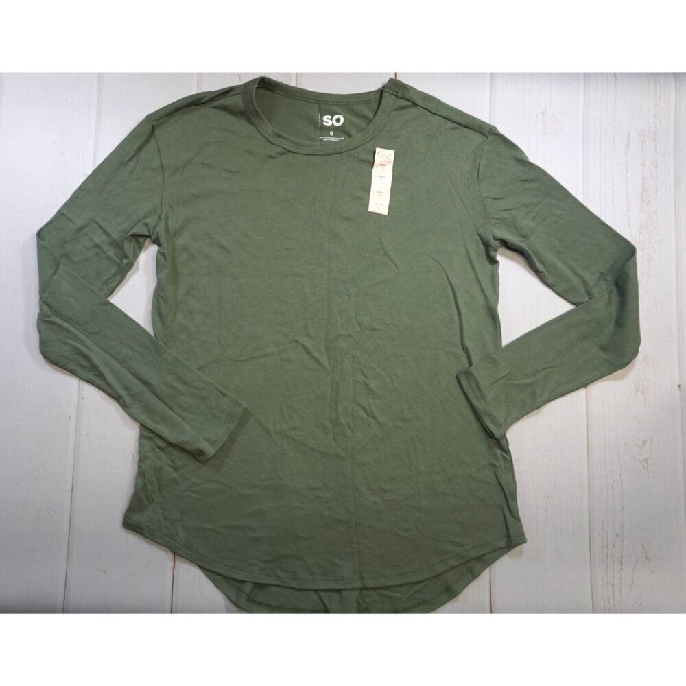 SO Juniors Long Sleeve Manolo Olive Crew Tee - Size S, NWT